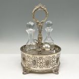Victorian Silver Plated and Crystal Cruet Set