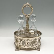 Victorian Silver Plated and Crystal Cruet Set