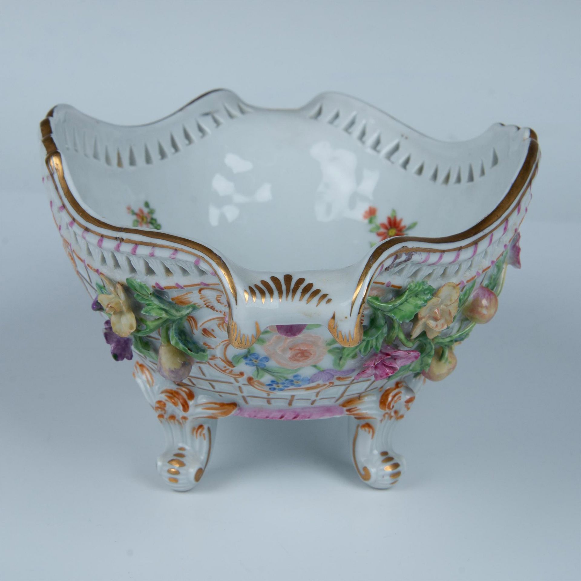 Antique Dresden Porcelain Footed Bowl - Image 4 of 5