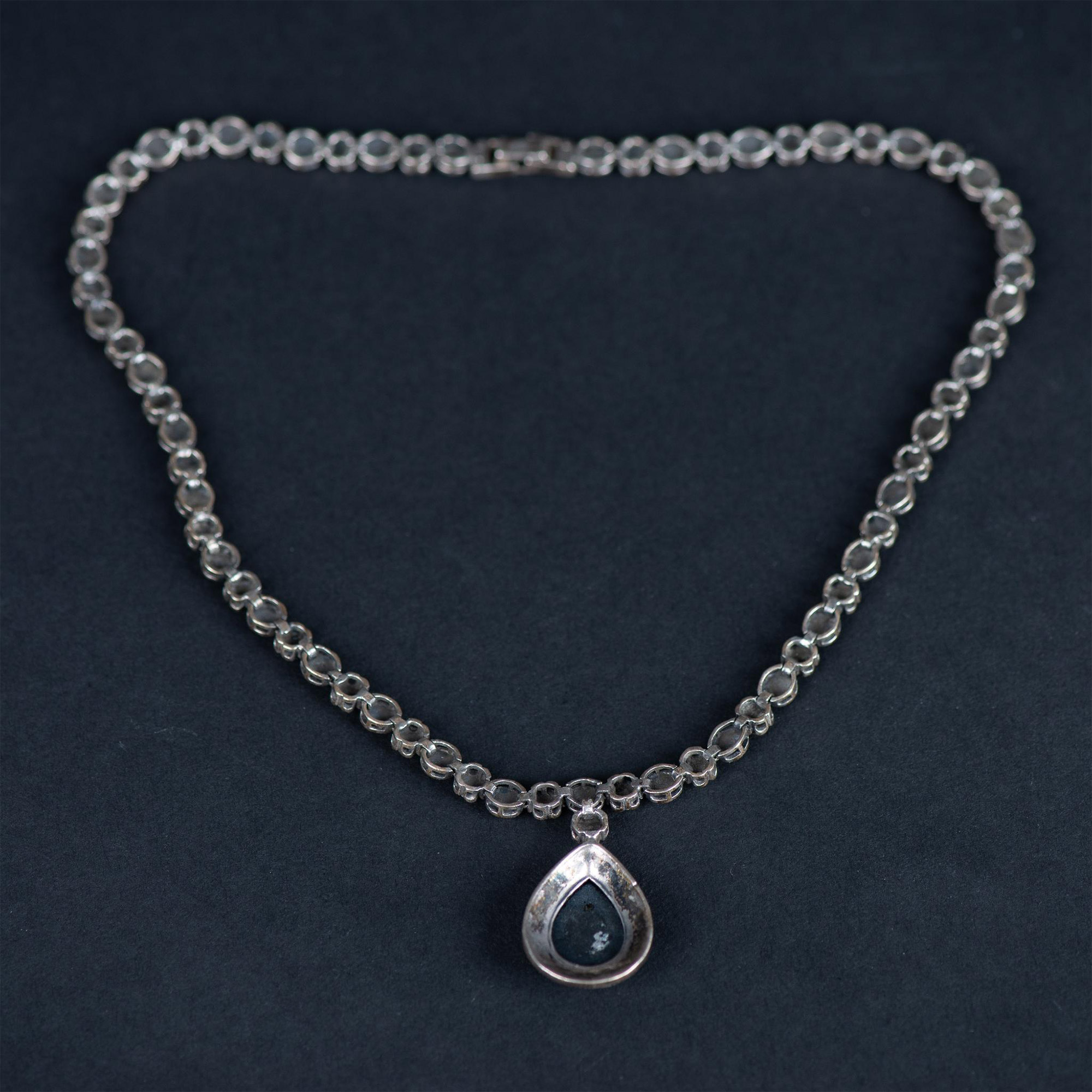 Pretty Sterling Silver, Marcasite, and Onyx Necklace - Image 6 of 6