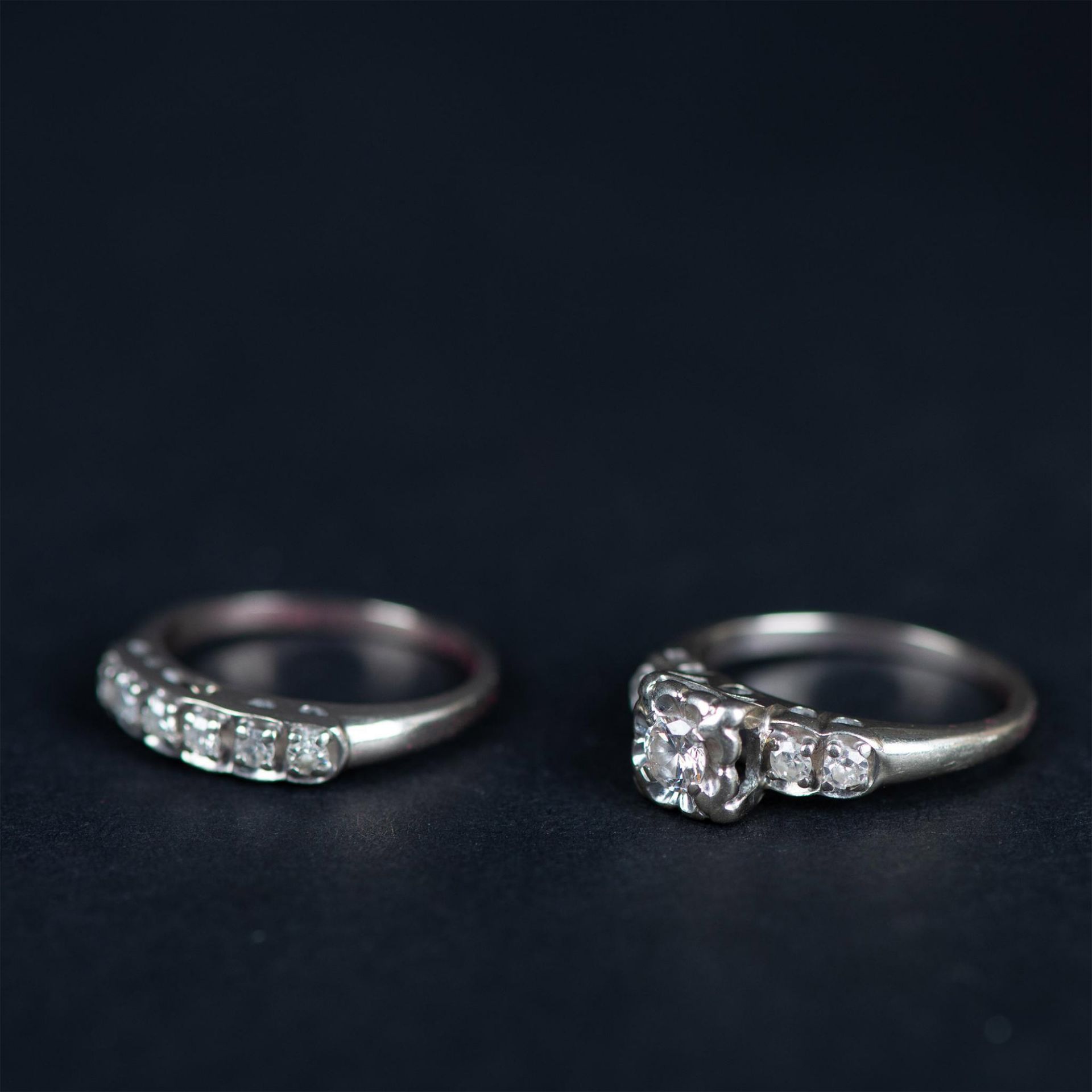 14K White Gold Diamond Engagement Ring & Wedding Band Set - Bild 2 aus 6