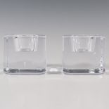 Pair of Orrefors Crystal Candleholders, Ice Cubes