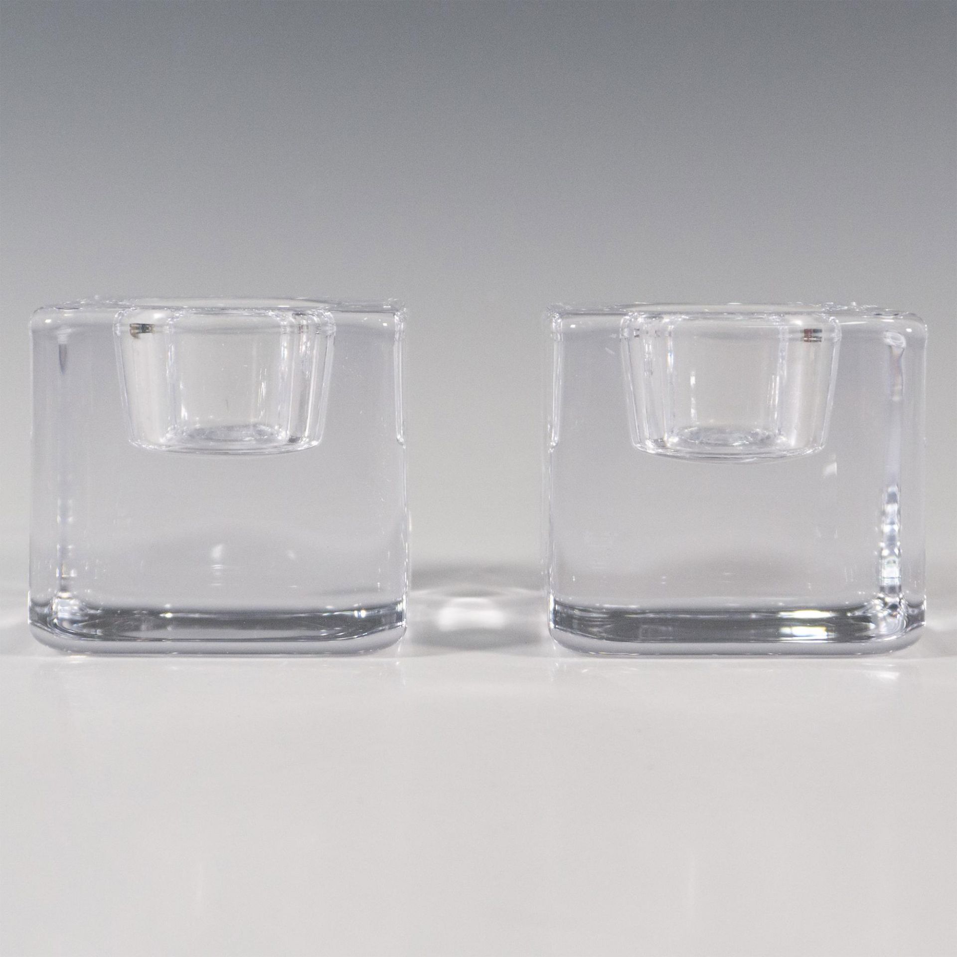 Pair of Orrefors Crystal Candleholders, Ice Cubes