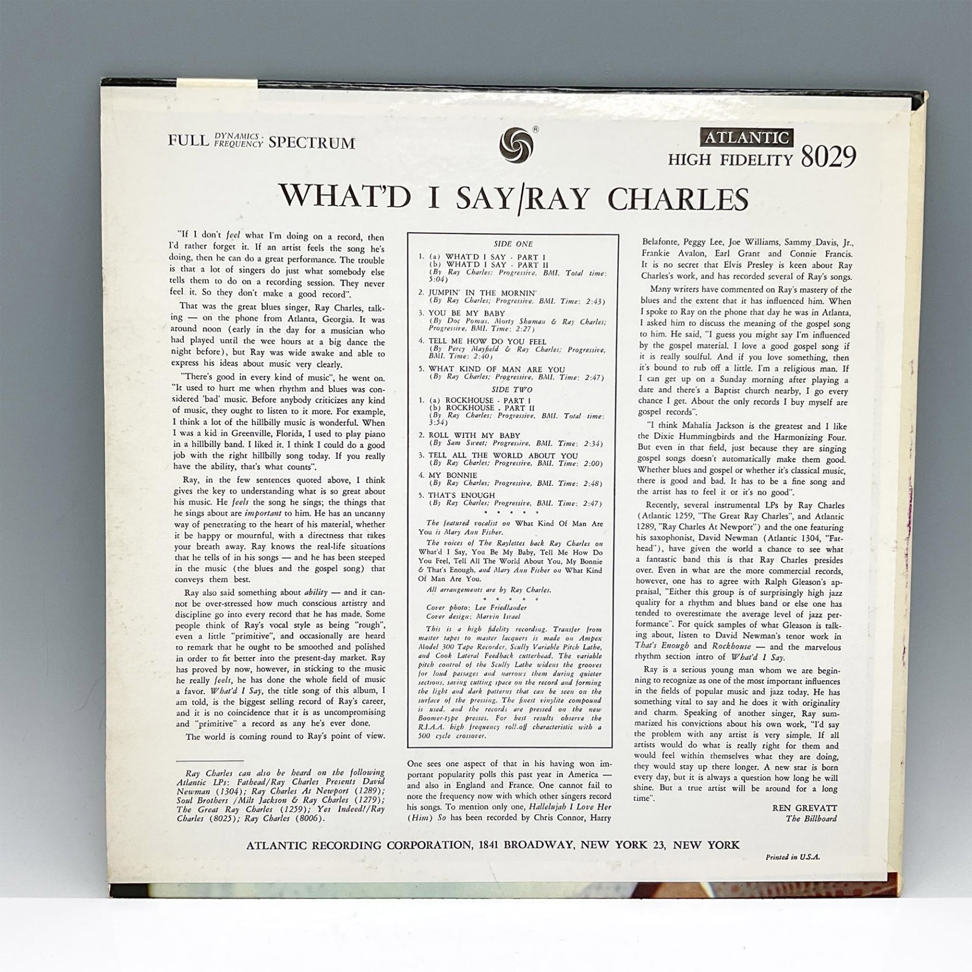 2pc Vintage Ray Charles High Fidelity Vinyl LPs - Bild 2 aus 4