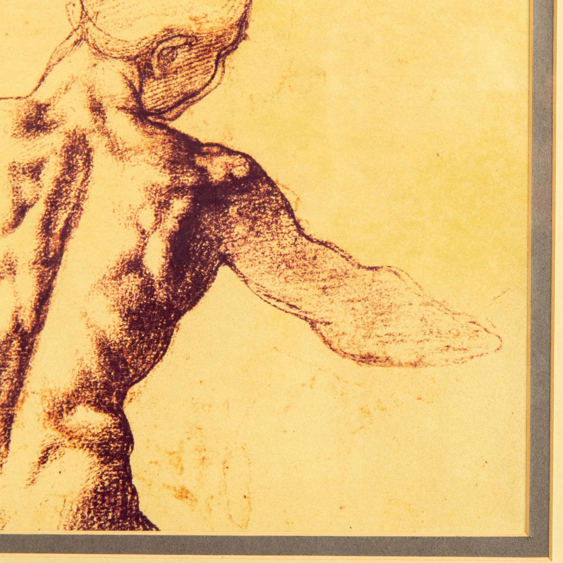 After Michelangelo, Male Nude Drawing on Paper - Image 3 of 5