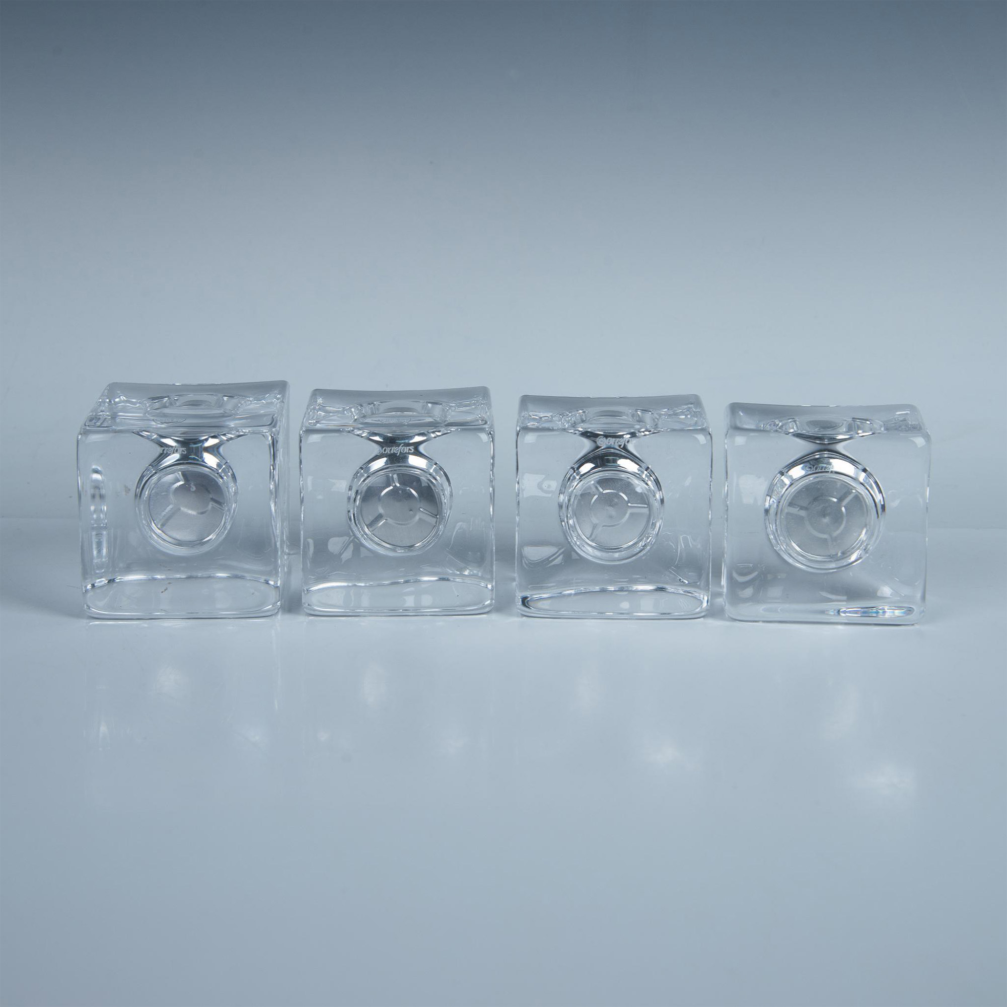4pc Set of Orrefors Slanted Cube Votive Candle Holders - Image 5 of 7