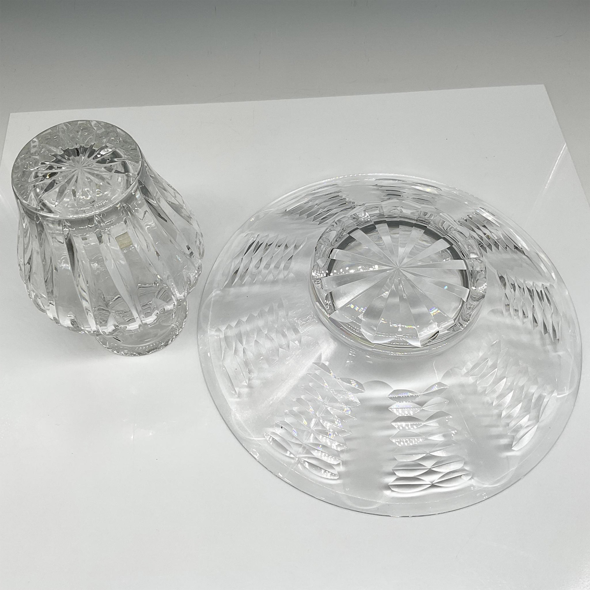 2pc Waterford Crystal Centerpiece Bowl & Vase - Image 3 of 3