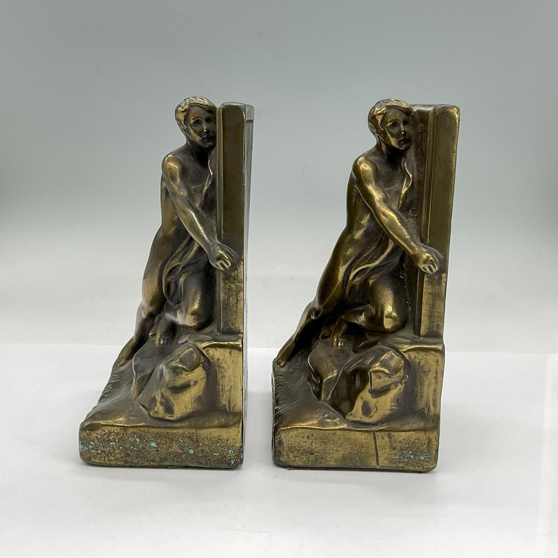 2pc Bronze Bookends, The Builder - Image 2 of 4