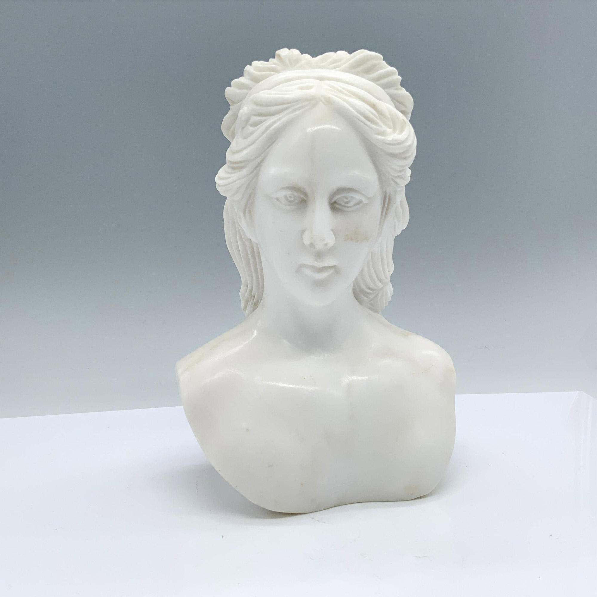 Classical Style Female White Marble Bust