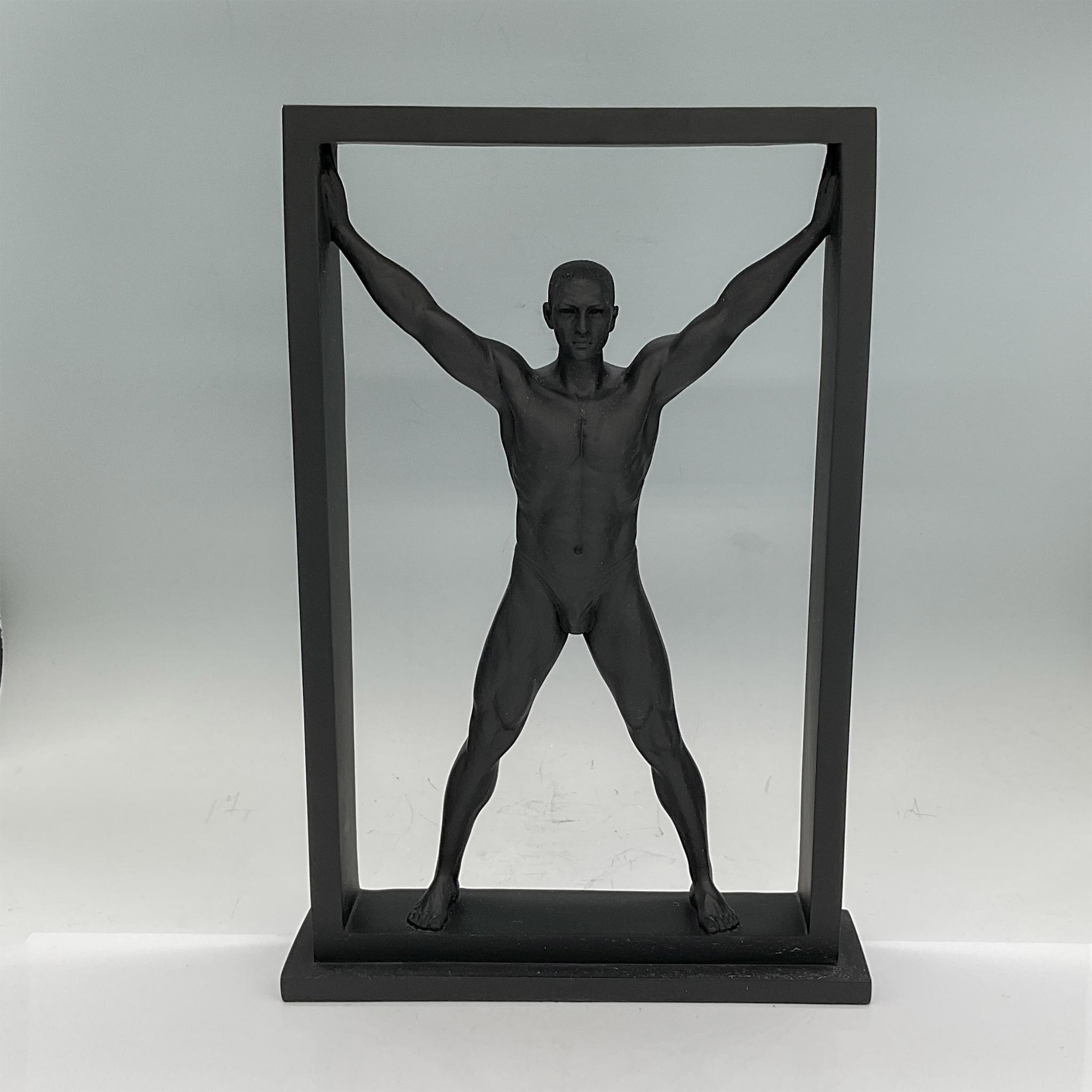 Resin Figure Statuette, Athletic Man In Frame