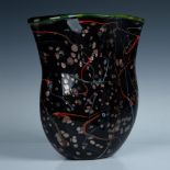 Modern Art Glass Vase, Black Speckled