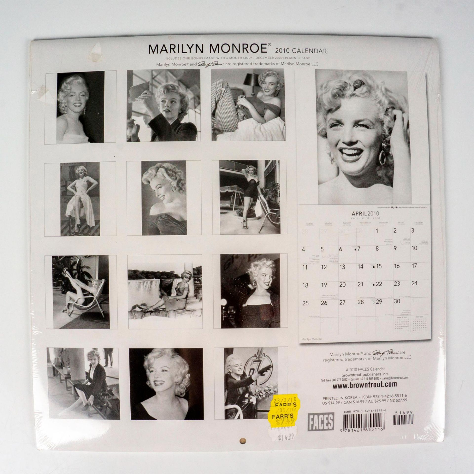 FACES Calendar, Marilyn Monroe 2010 - Bild 2 aus 2