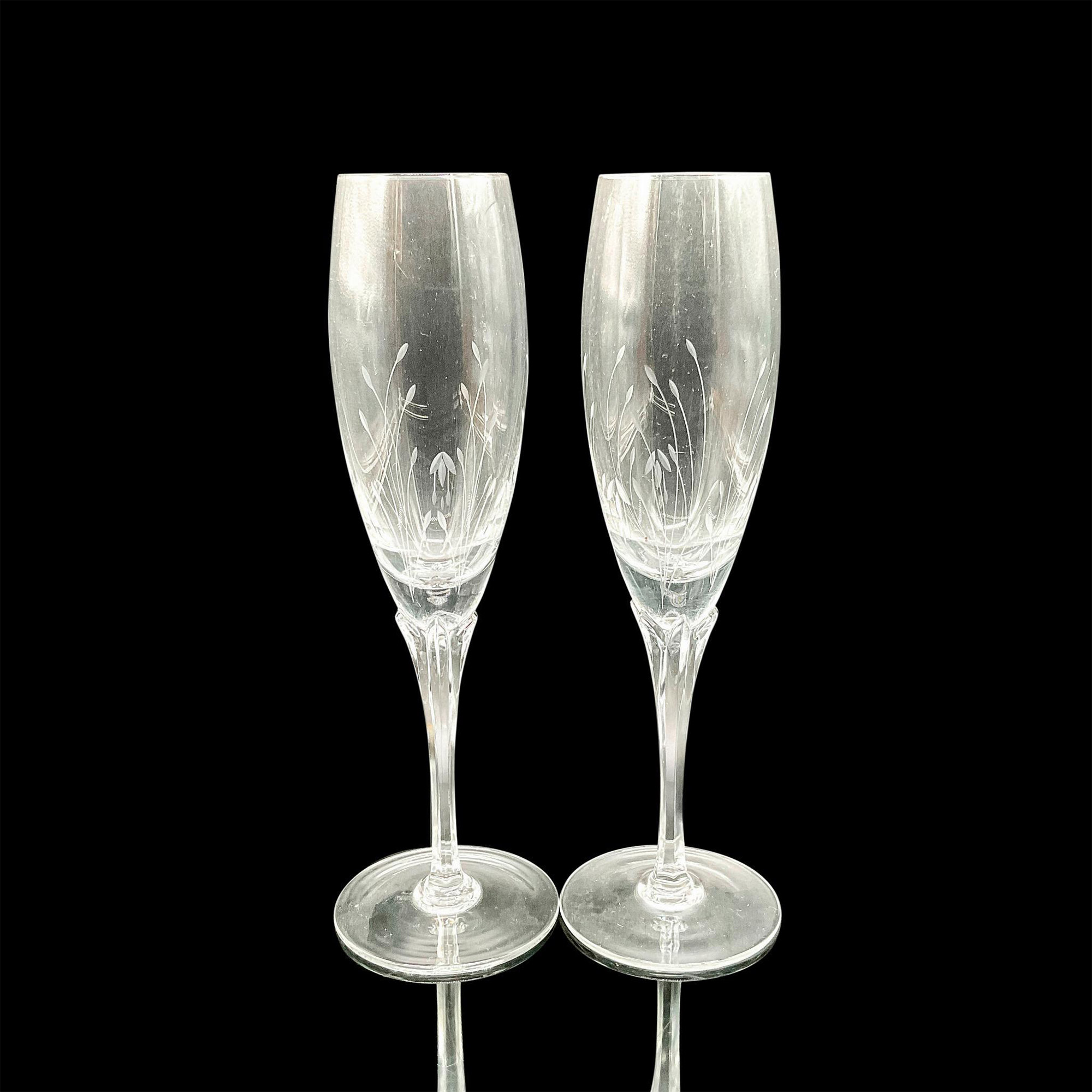 2pc Gorham Crystal Toasting Glasses, Jolie - Image 2 of 3