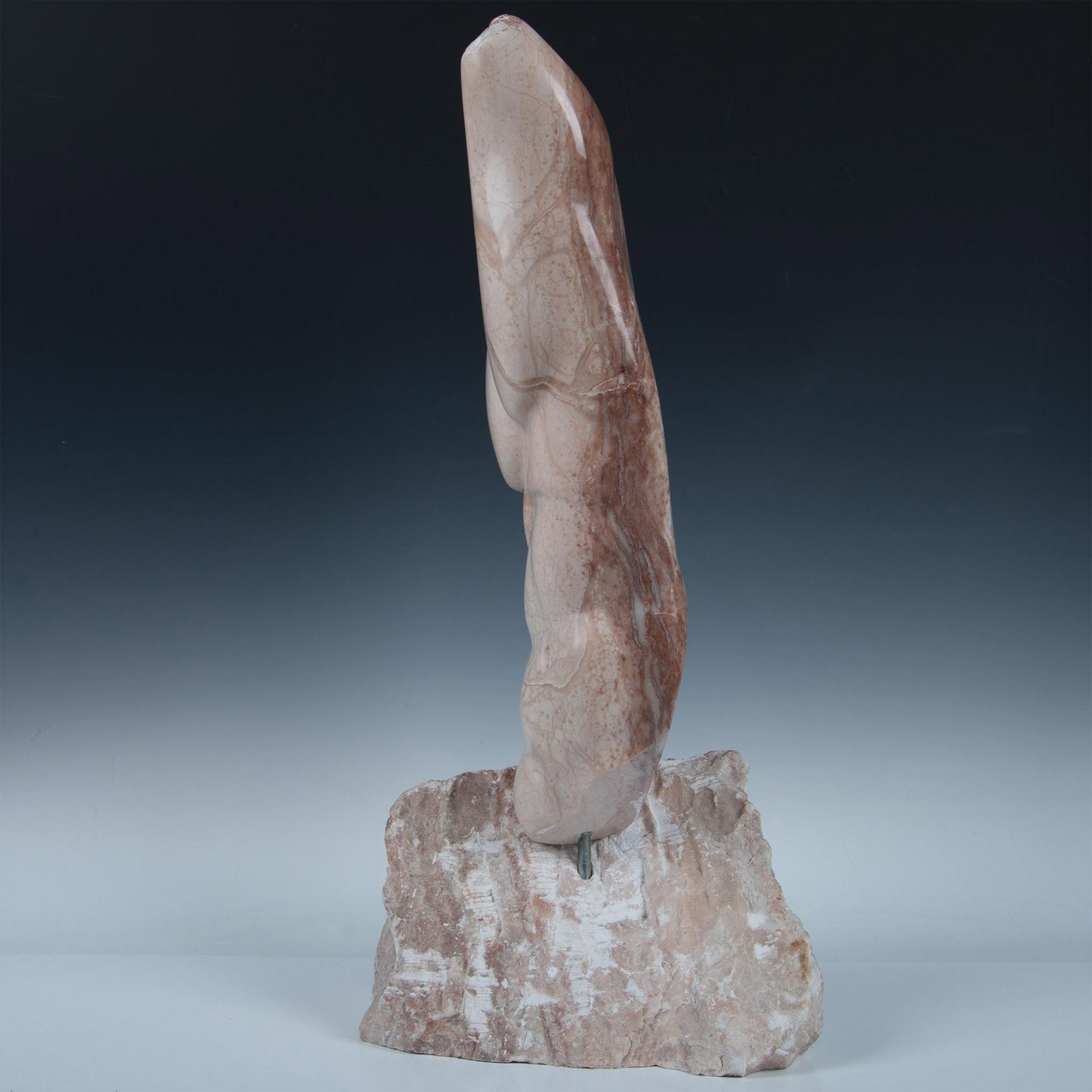 Bryan Ross Carved Marble Sculpture with Base, Male Torso - Image 2 of 6