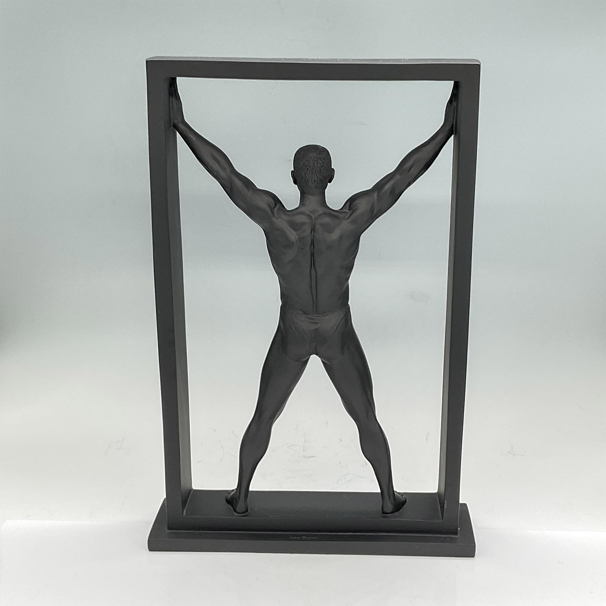 Resin Figure Statuette, Athletic Man In Frame - Image 2 of 3