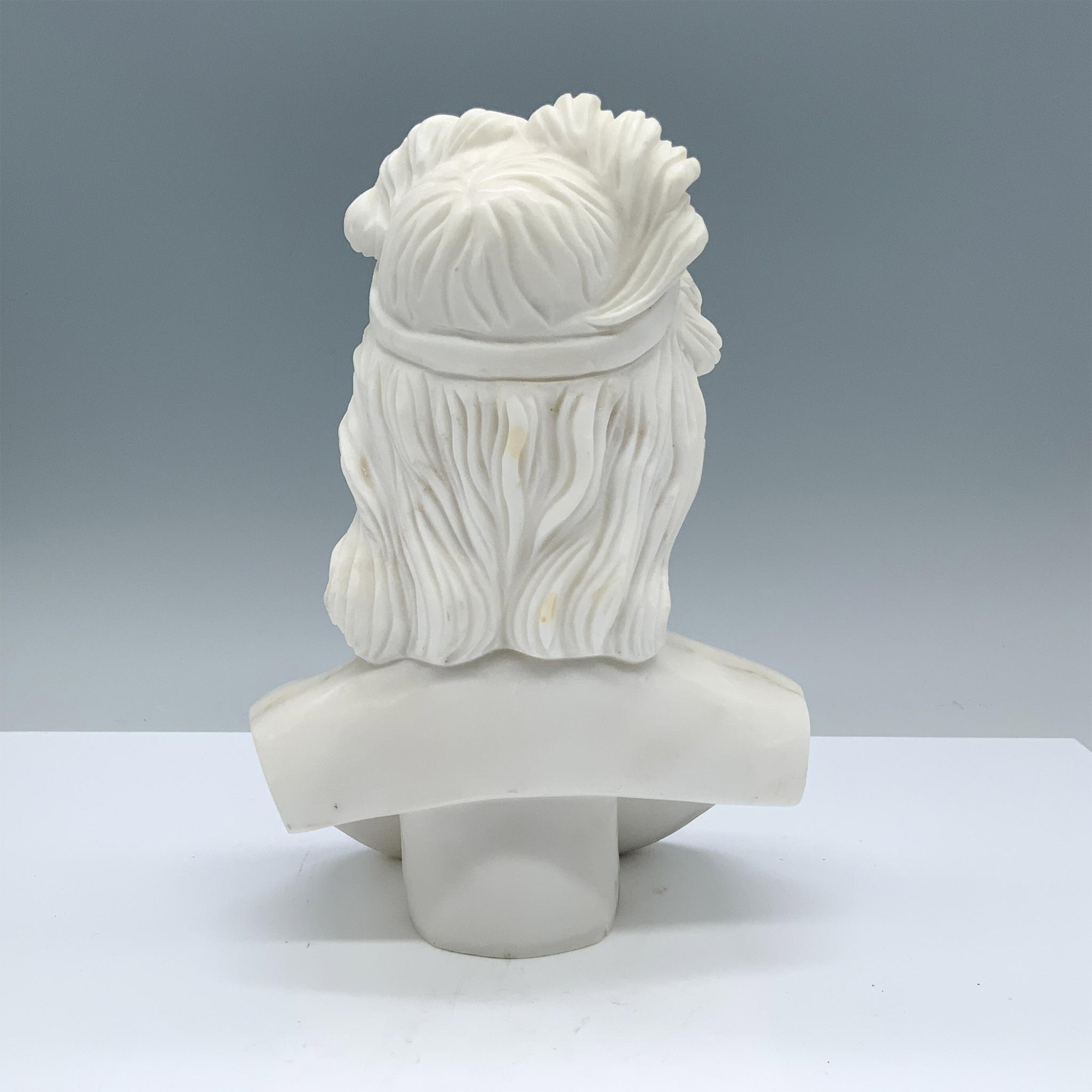 Classical Style Female White Marble Bust - Image 4 of 4