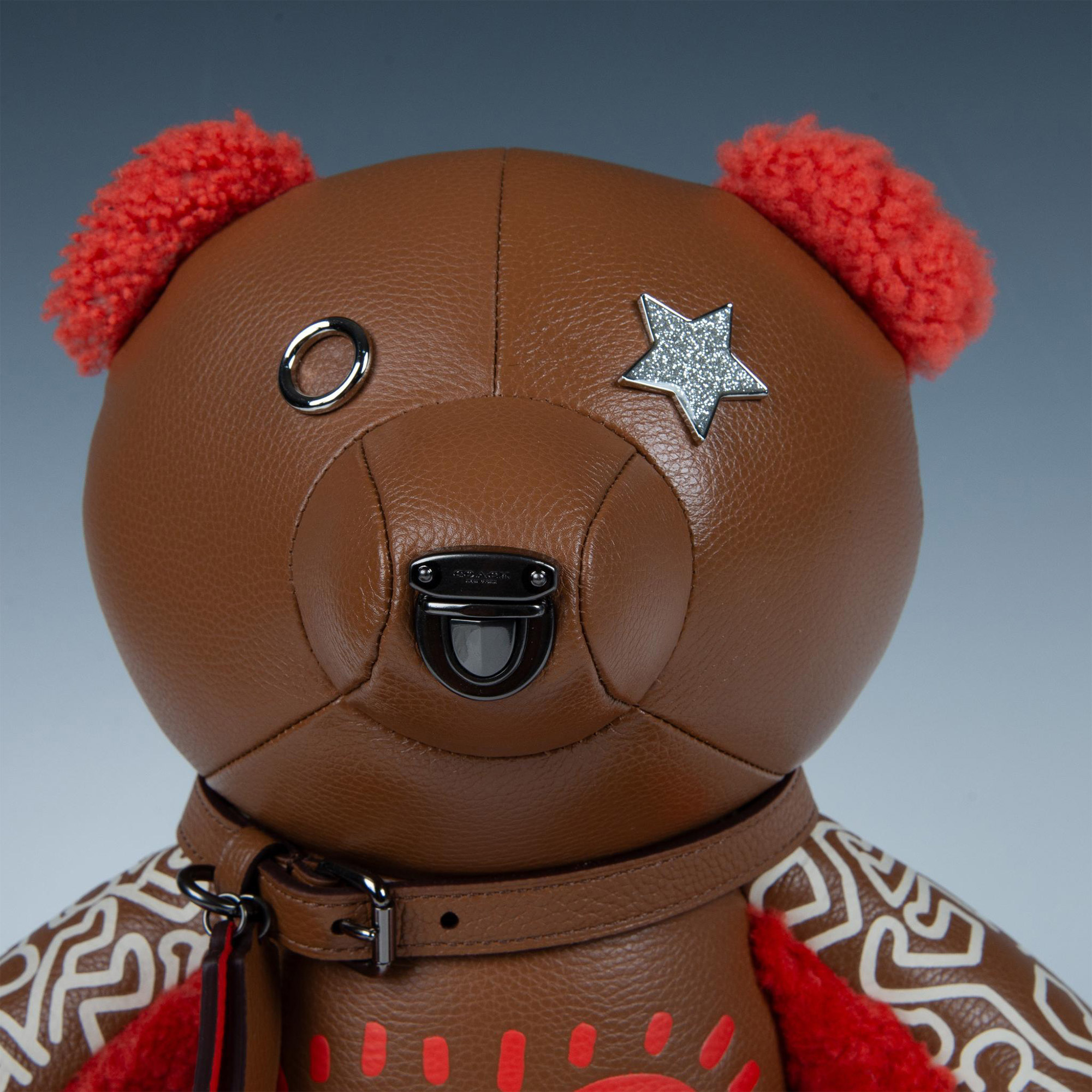 Coach Keith Haring Collaboration Plush Leather Teddy Bear - Image 2 of 9