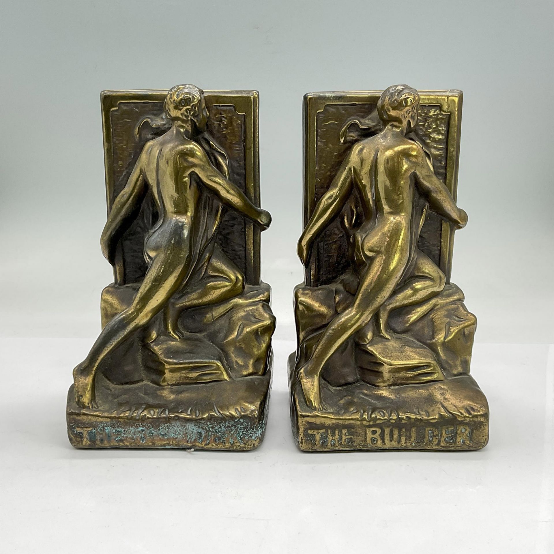 2pc Bronze Bookends, The Builder