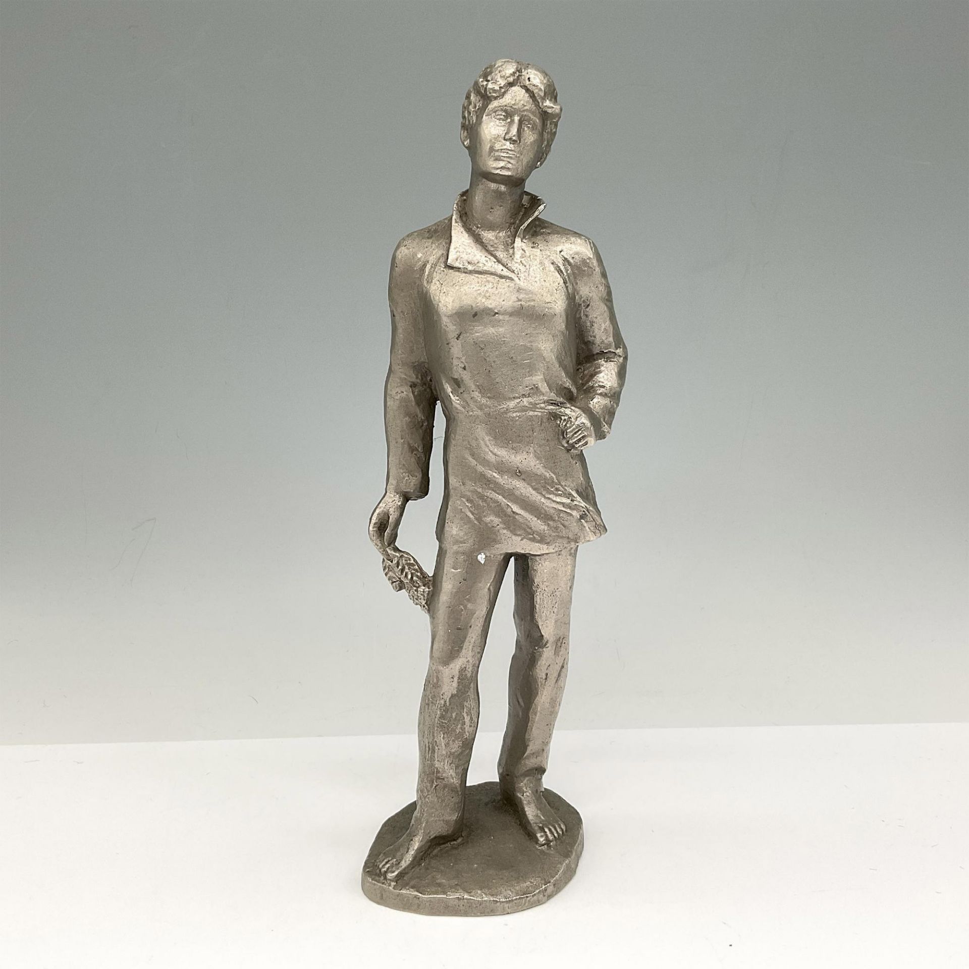 Vintage Metal Statue, Young Man Holding Peace Branch