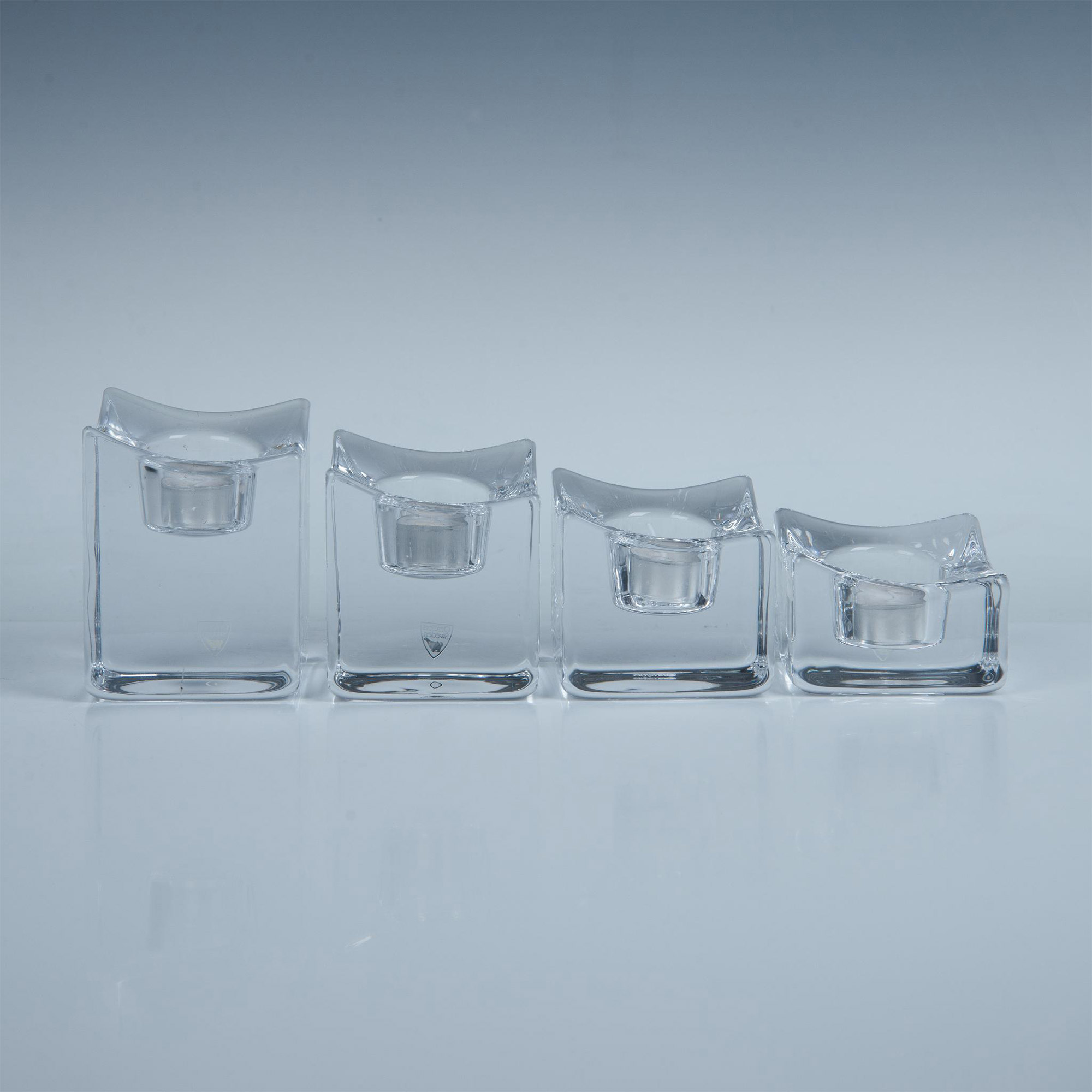 4pc Set of Orrefors Slanted Cube Votive Candle Holders