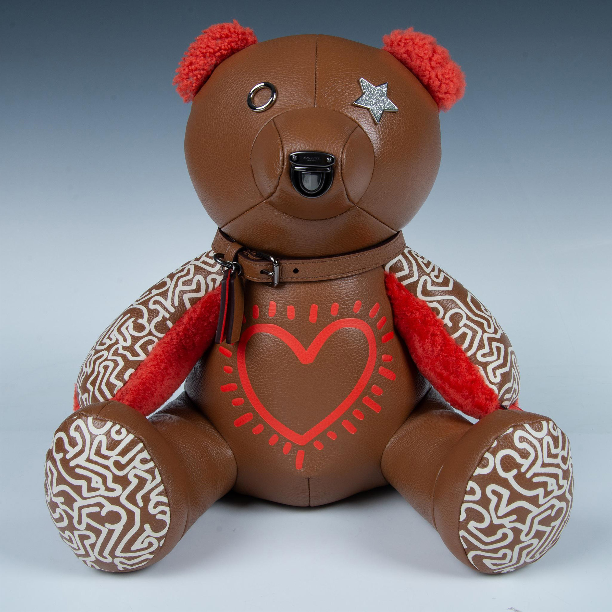 Coach Keith Haring Collaboration Plush Leather Teddy Bear