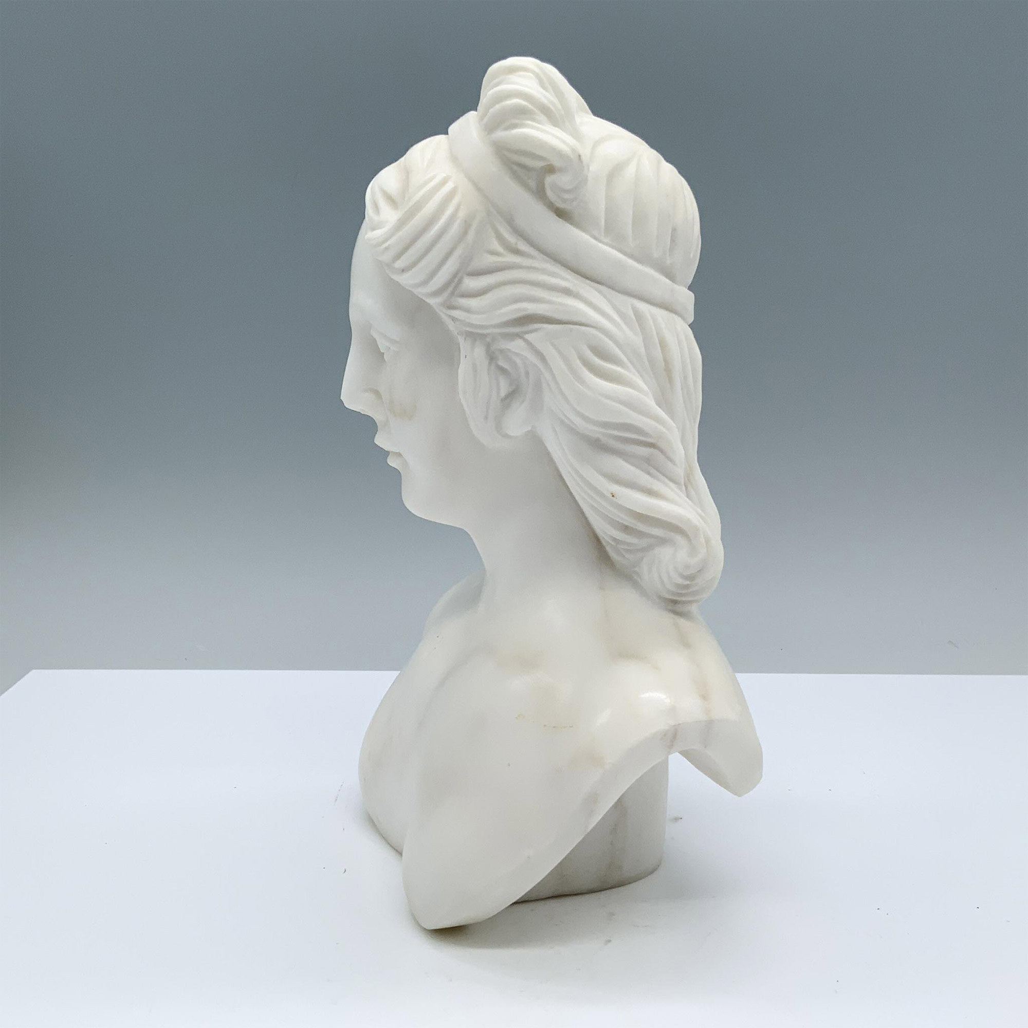 Classical Style Female White Marble Bust - Image 2 of 4