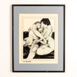 B&W Print on Paper, Homoerotic Nude Males, Signed