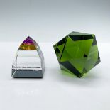 2pc Swarovski Colorful Crystal Paperweights, Prism & Gem