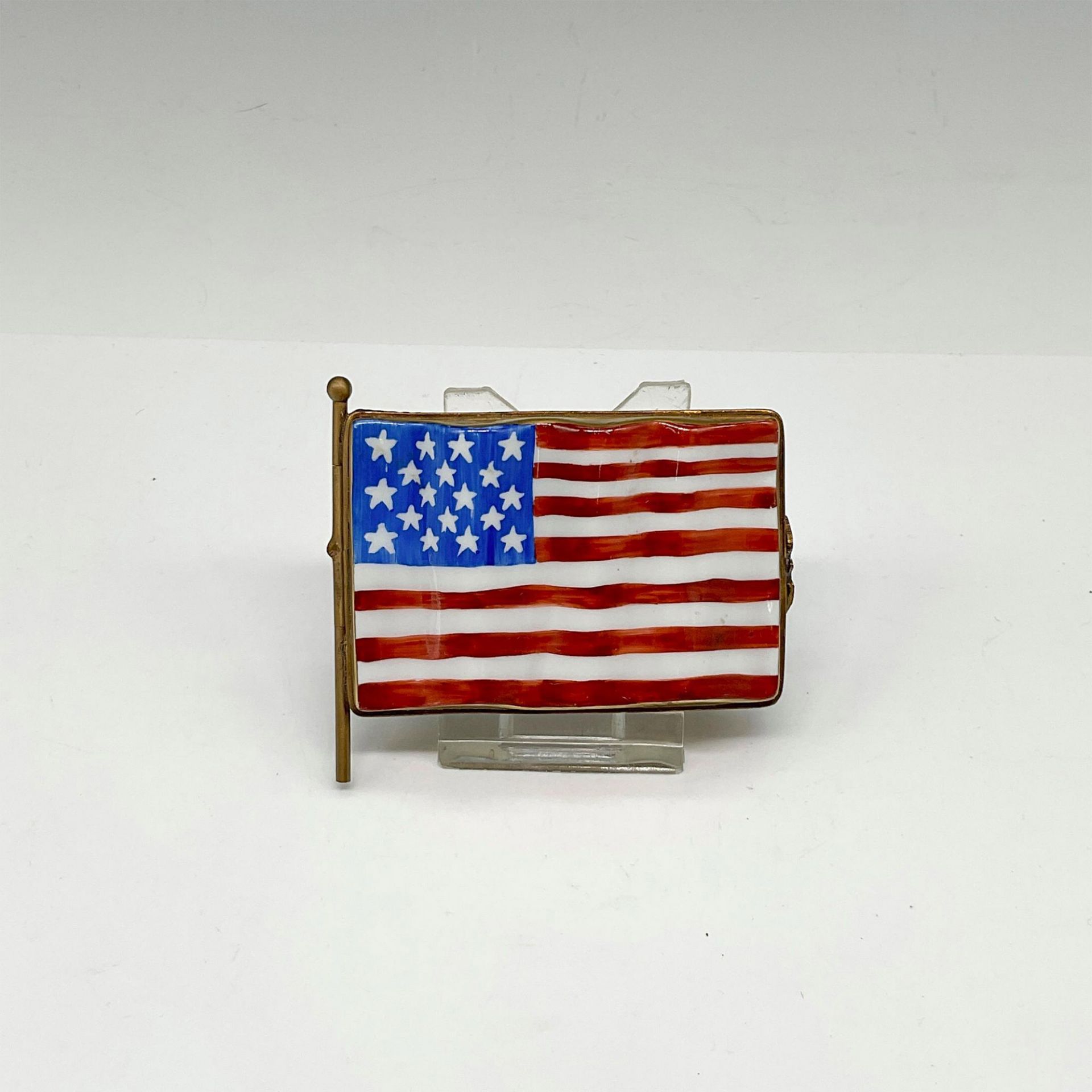 Limoges France Keepsake Box, American Flag