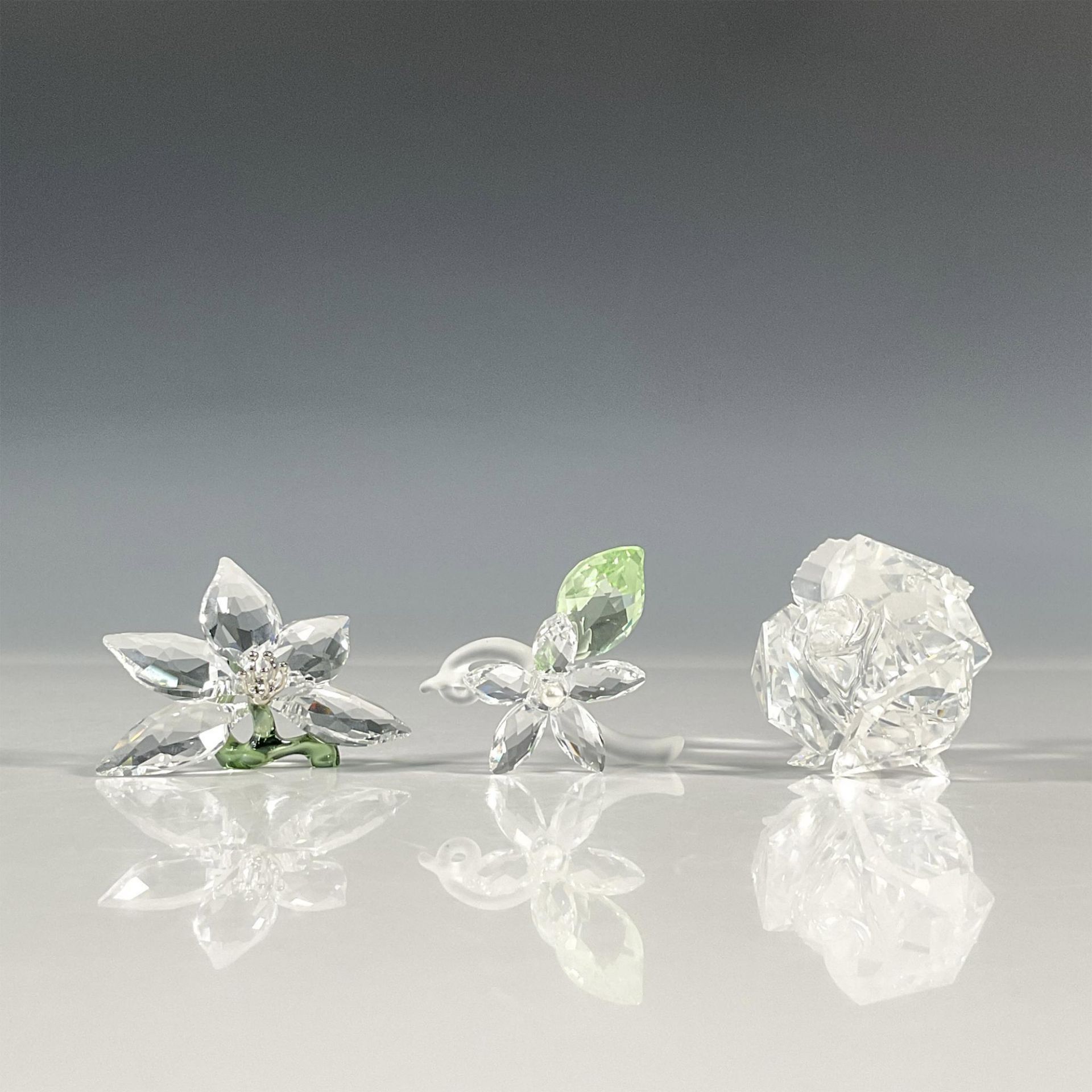 3pc Swarovski Crystal Flower Figurines