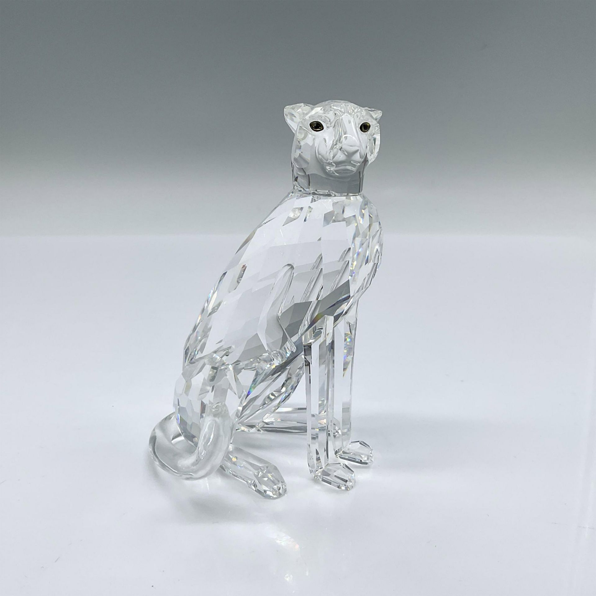 Swarovski Silver Crystal Figurine, Cheetah - High Tail