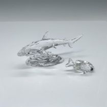 2pc Swarovski Crystal Figurines, Shark and Goldfish