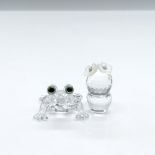 2pc Swarovski Crystal Mini Figurines, Baby Frog and Cactus