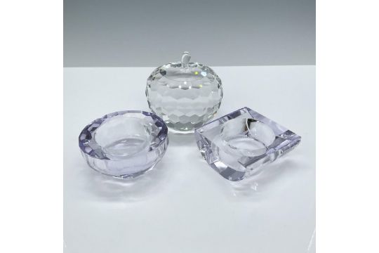 3pc Oleg Cassini Crystal Candle holders and Paperweight - Image 2 of 6