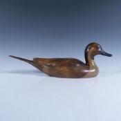 Vintage Bob Fredericks Carved Wood Decoy Duck, Signed