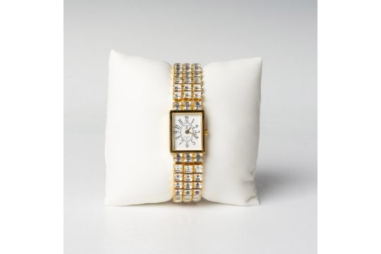 Kenneth Jay Lane Glamorous Gold Metal Rhinestone Watch - Image 2 of 7