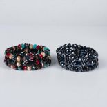 2pc Fabulous Beaded Woven Metal Bracelets