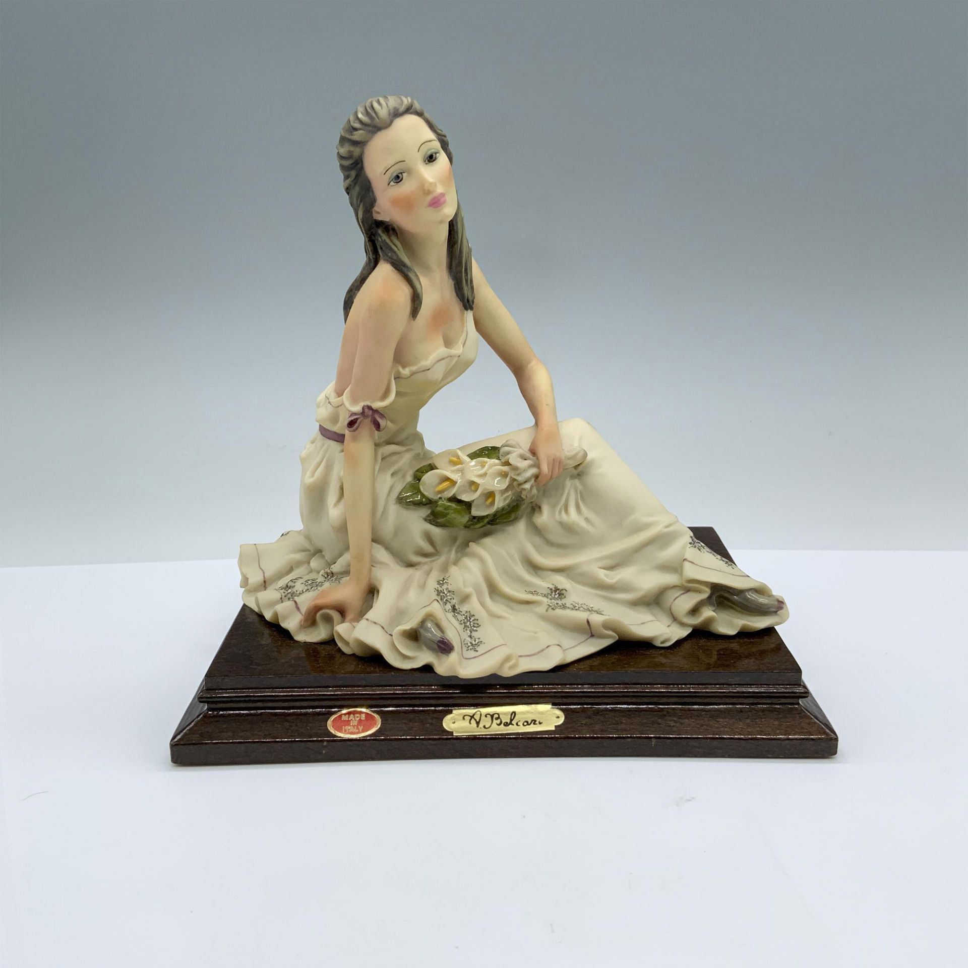 A. Belcari Italian Figurine, Lady with Lilies