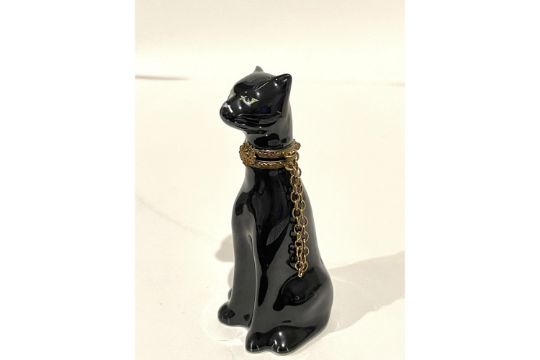 Rare Limoges France Porcelain Keepsake, Black Panther Signed - Bild 1 aus 4