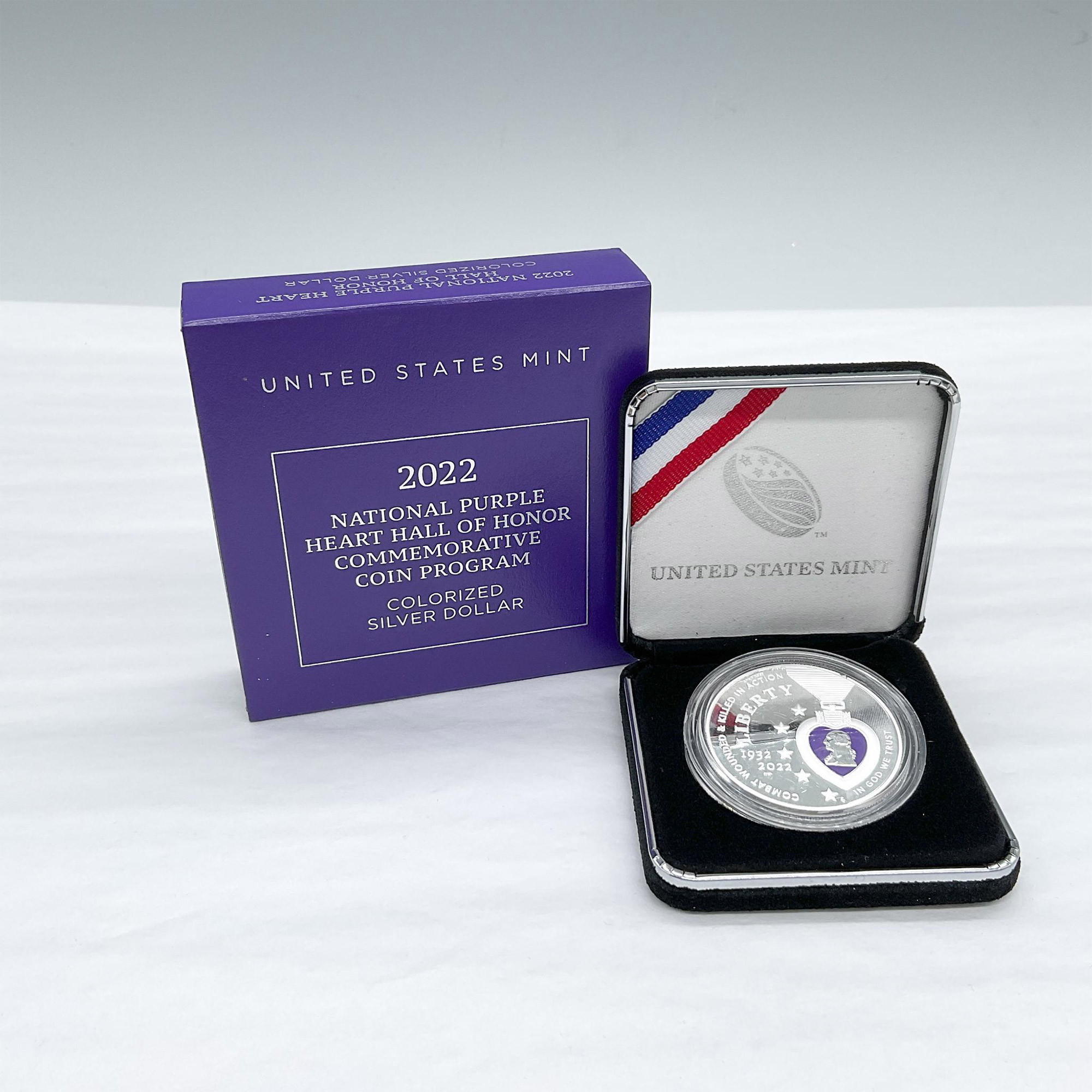 2022-W National Purple Heart Hall of Honor Color Enhanced Silver Dollar - Image 3 of 3