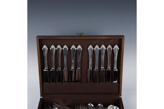 68pc Oneida Silver Plated Flatware for 12 + Wood Box, Kenwood - Image 2 of 10