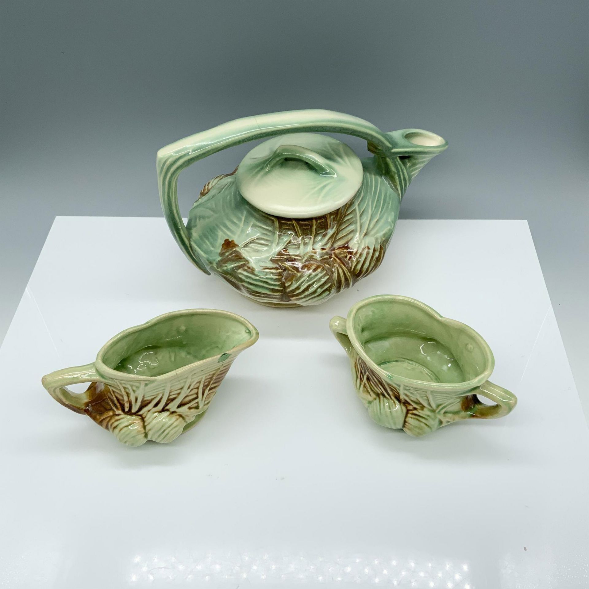 3pc McCoy Pottery Pine Cone Tea Set - Bild 2 aus 4