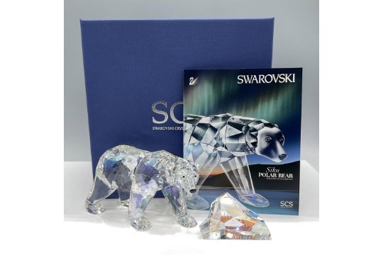 2pc Swarovski Crystal Figurine, Siku Polar Bear with Plaque - Image 4 of 4