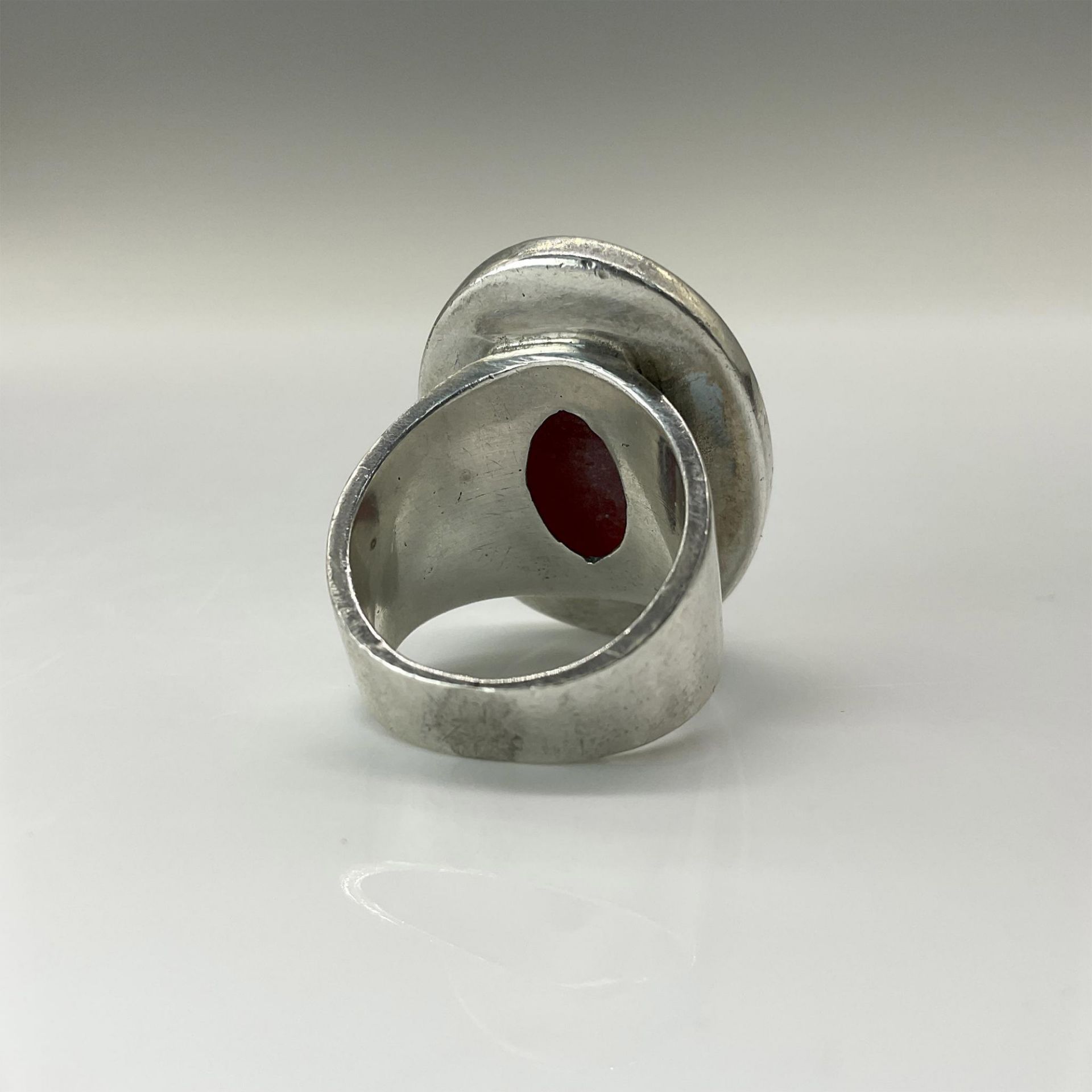 Sterling Silver Cocktail Ring with Large Carnelian Cabochon - Bild 3 aus 4