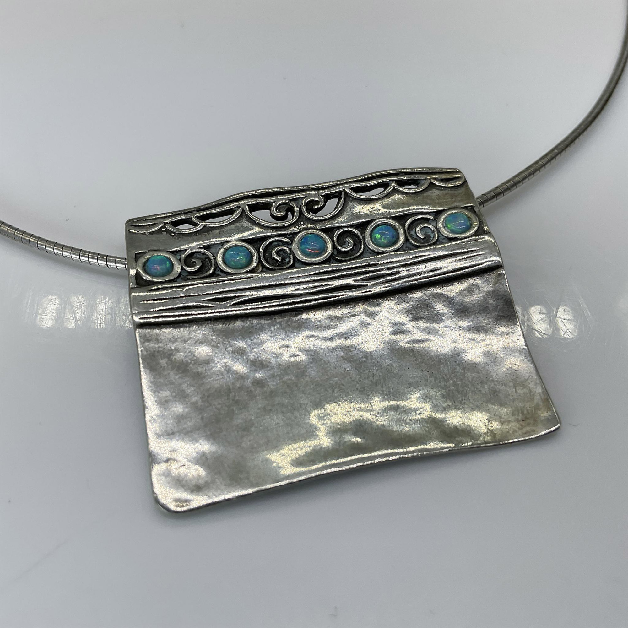 Vintage Shablool Didae Sterling Silver and Opal Necklace - Image 3 of 4