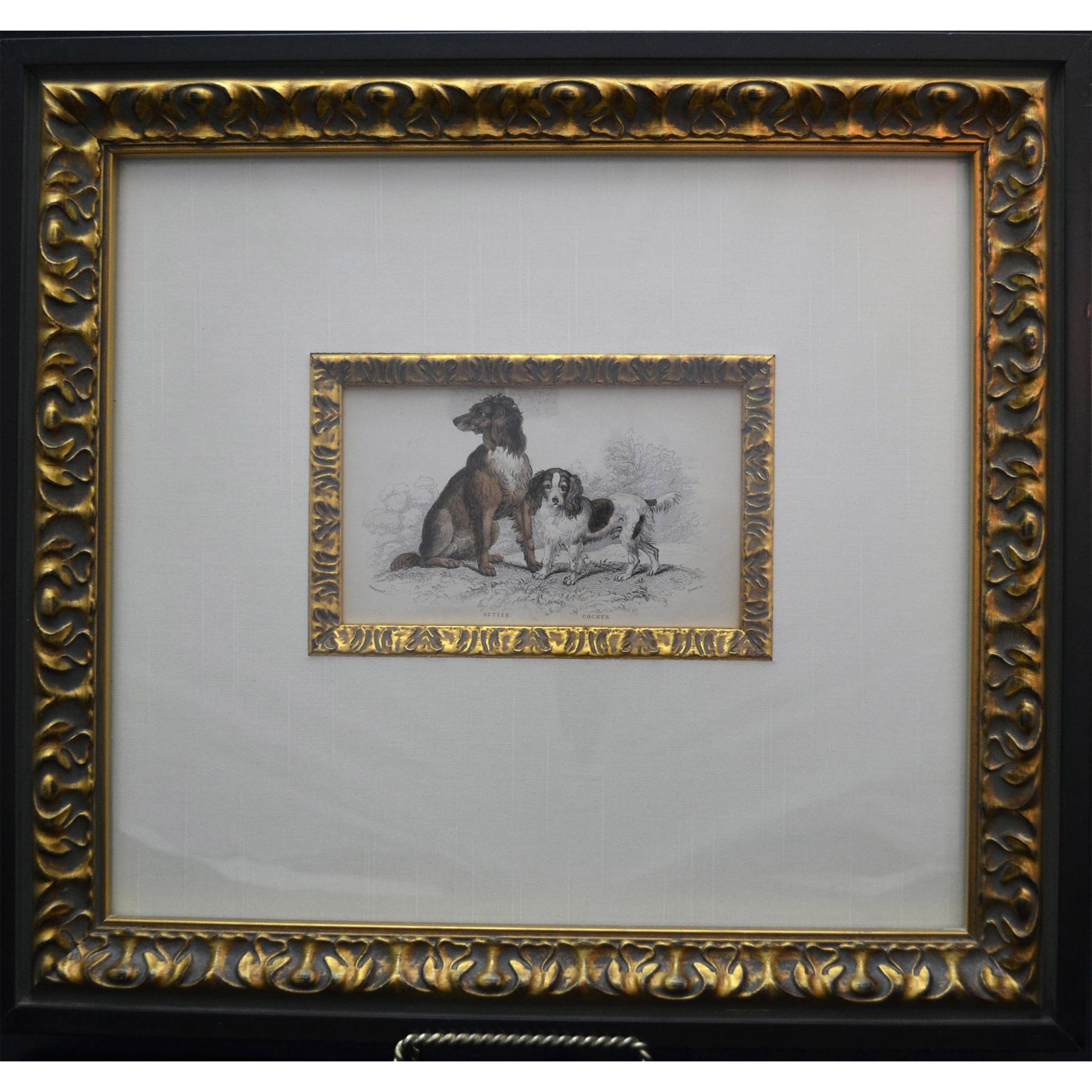 Lizars Original Hand Colored Engraving Cocker & Setter Dogs, 1840