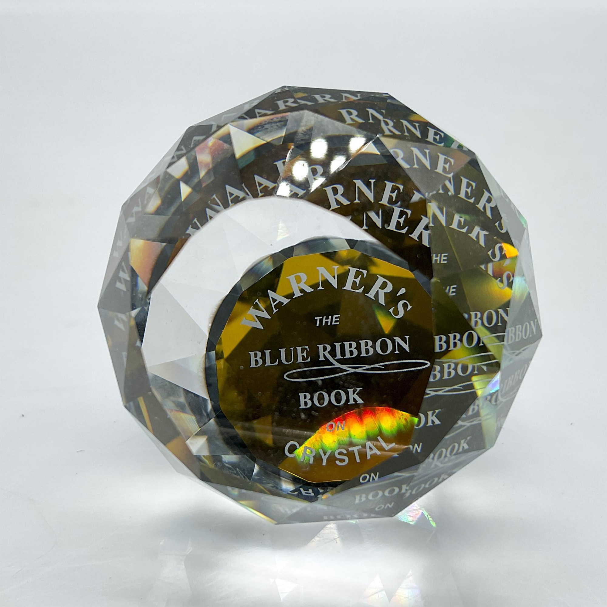 Swarovski Crystal Paperweight, Warner's Blue Ribbon Book