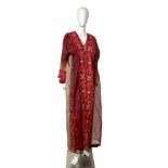 Traditional Asian Red Dress and Sheer Robe