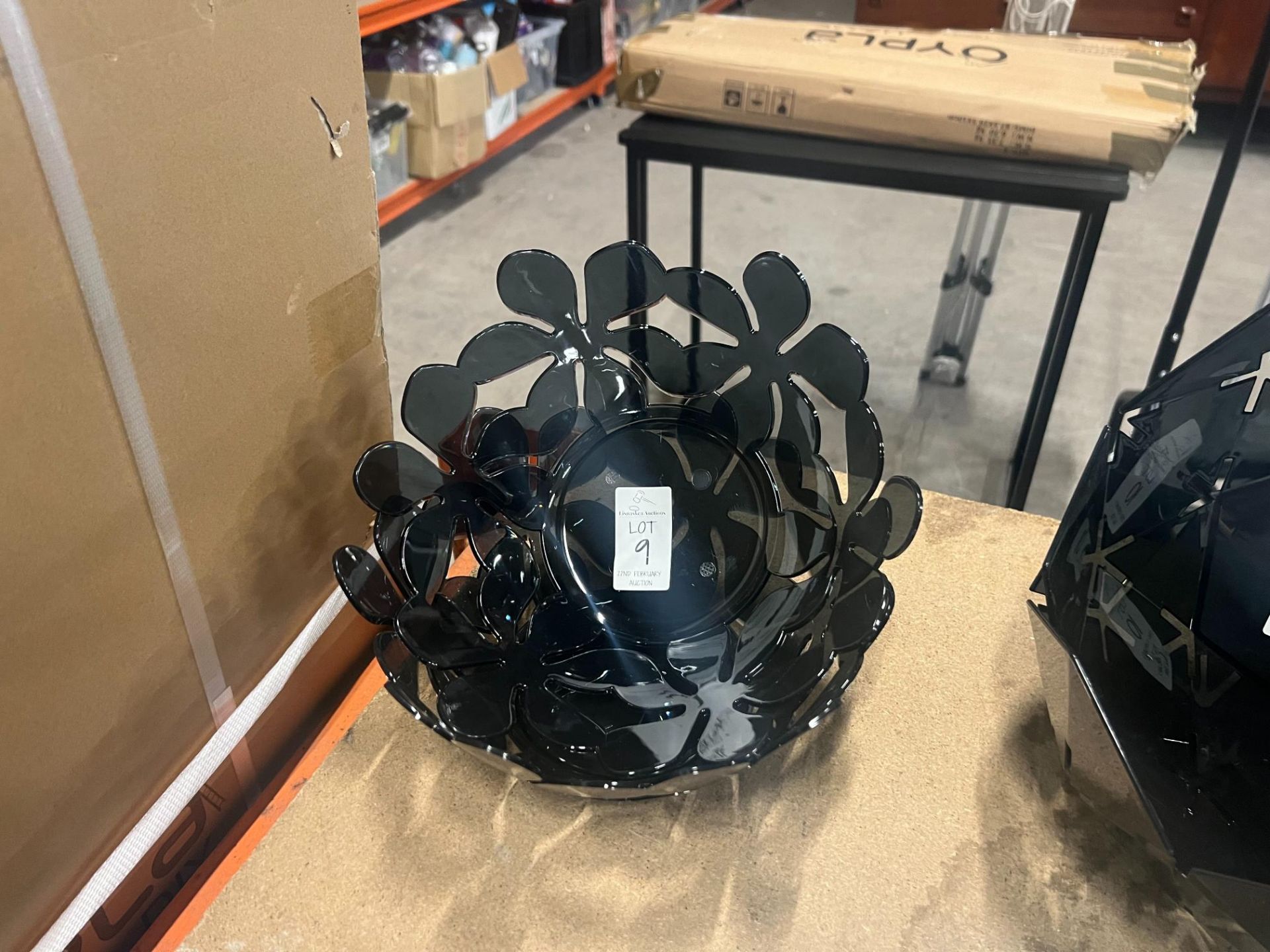 PAIR OF BLACK ACRYLIC FLOWER POTPOURRI/ FRUIT DISHES