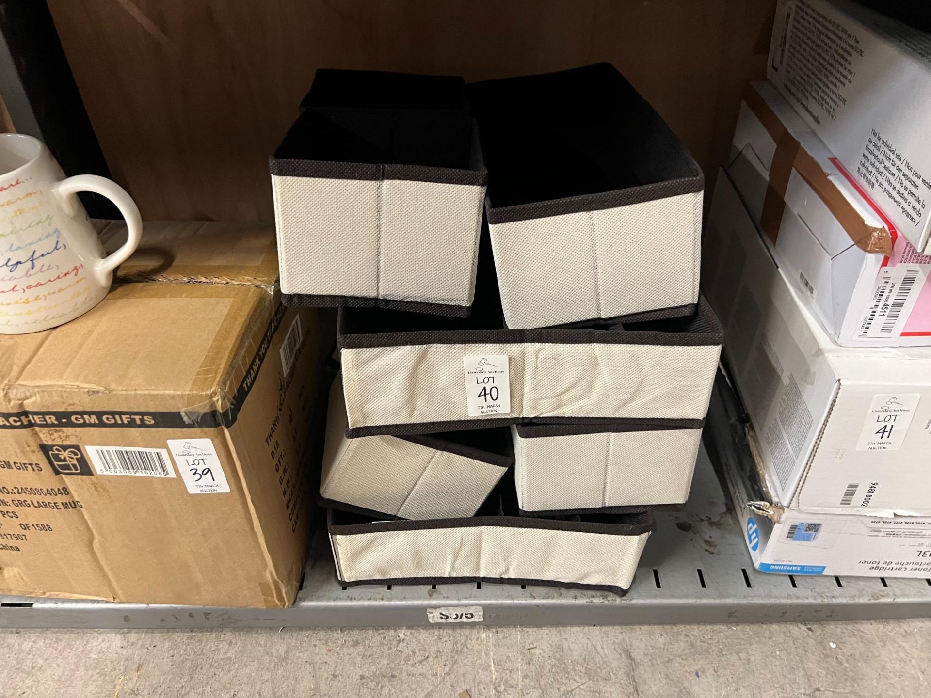 6X BEIGE CANVAS STORAGE CUBES